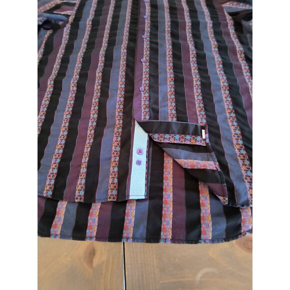 Luchiano Visconti Shirt Men's L Striped Long Sleeve Flip Cuff Multicolor Cotton - Picture 12 of 14